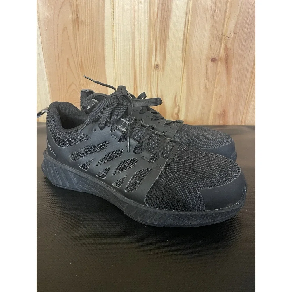 Reebok Fusion Flexweave Comp Safety Toe Work Sneakers, Mens Size 8.5 M, Black